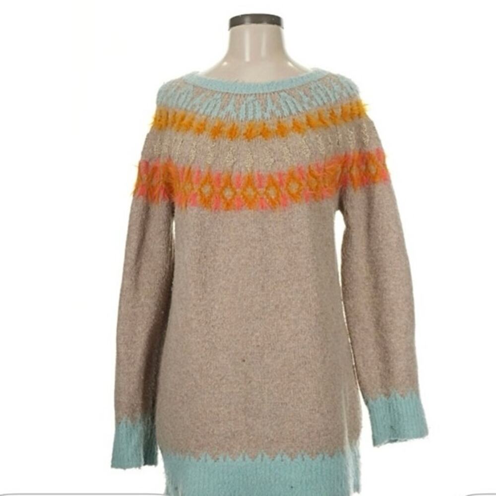 Anthropologie Sleeping on Snow Fair Isle Tunic Sweater – Size Medium - Picture 4 of 11